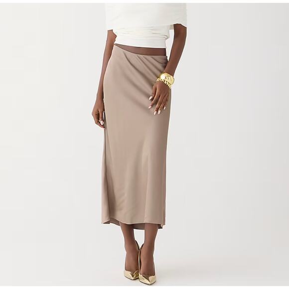 J Crew Gwyneth Slip Skirt Size XS Brown Warm Boulder NWT - Picture 1 of 11
